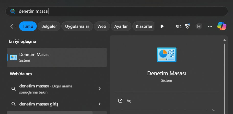 Denetim Masası Nasıl Açılır? İlk Yöntem