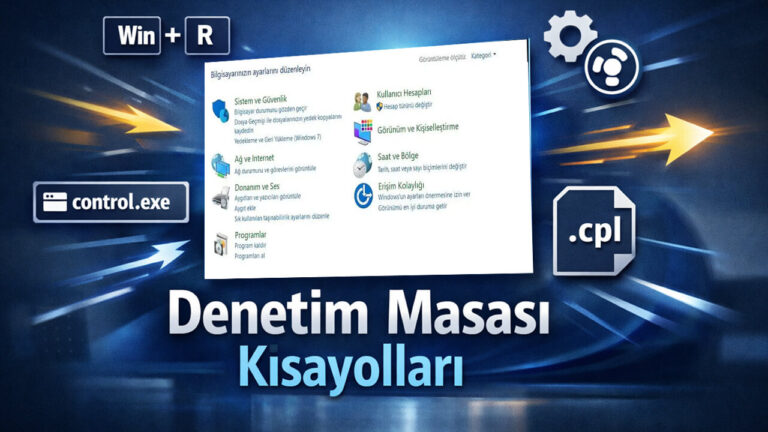 Denetim Masası kısayolları Windows 10 ve Windows 11
