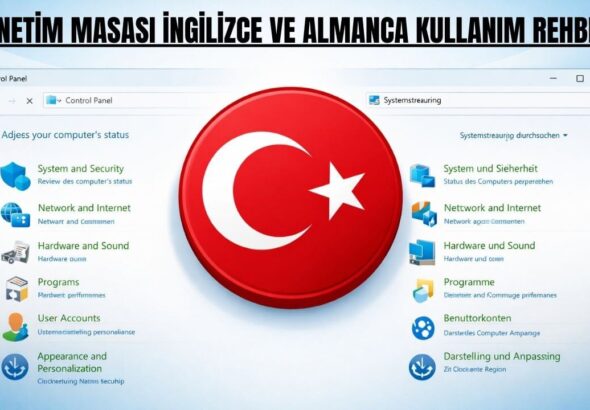 Denetim Masası İngilizce ve Almanca arayüzleri ile Windows Türkçe dil değişimi