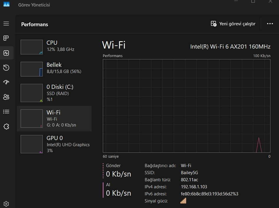 Görev yöneticisinden Bilgisayar IP Adresi Nasıl Bulunur? için hazırlanan ekran görüntüsü