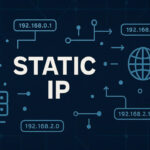 Statik IP nedir yazan çevresinde ağ simgeleri olan görsel