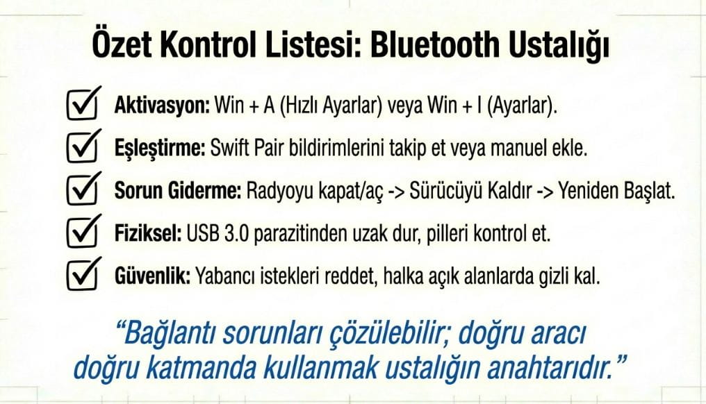 Bluetooth Ayarları Genel Checklist