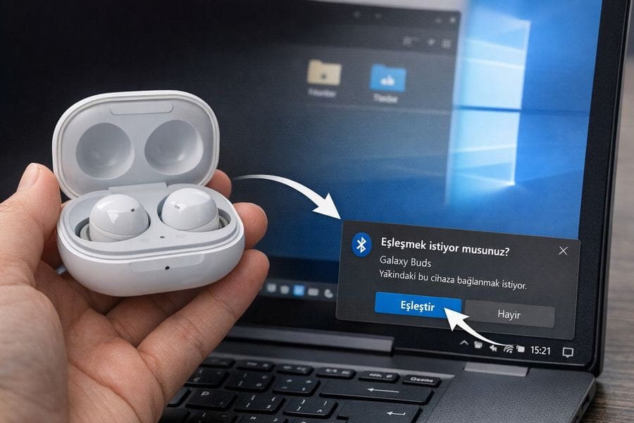 Windows Swift Pair hızlı eşleştirme bildirimi örneği.