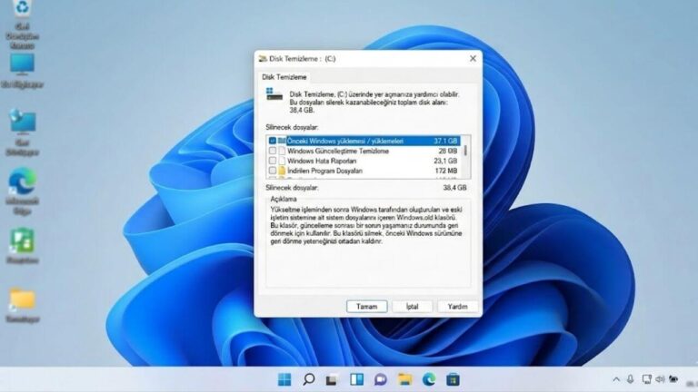 Windows 11 Disk Temizleme aracında Windows.old silme seçeneği ve disk alanı açma