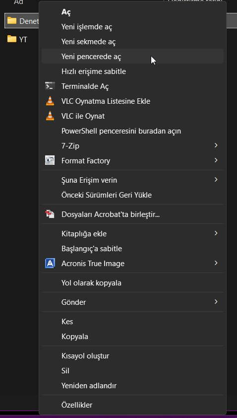 Windows 11 Yeni Sağ Tık Menüsü