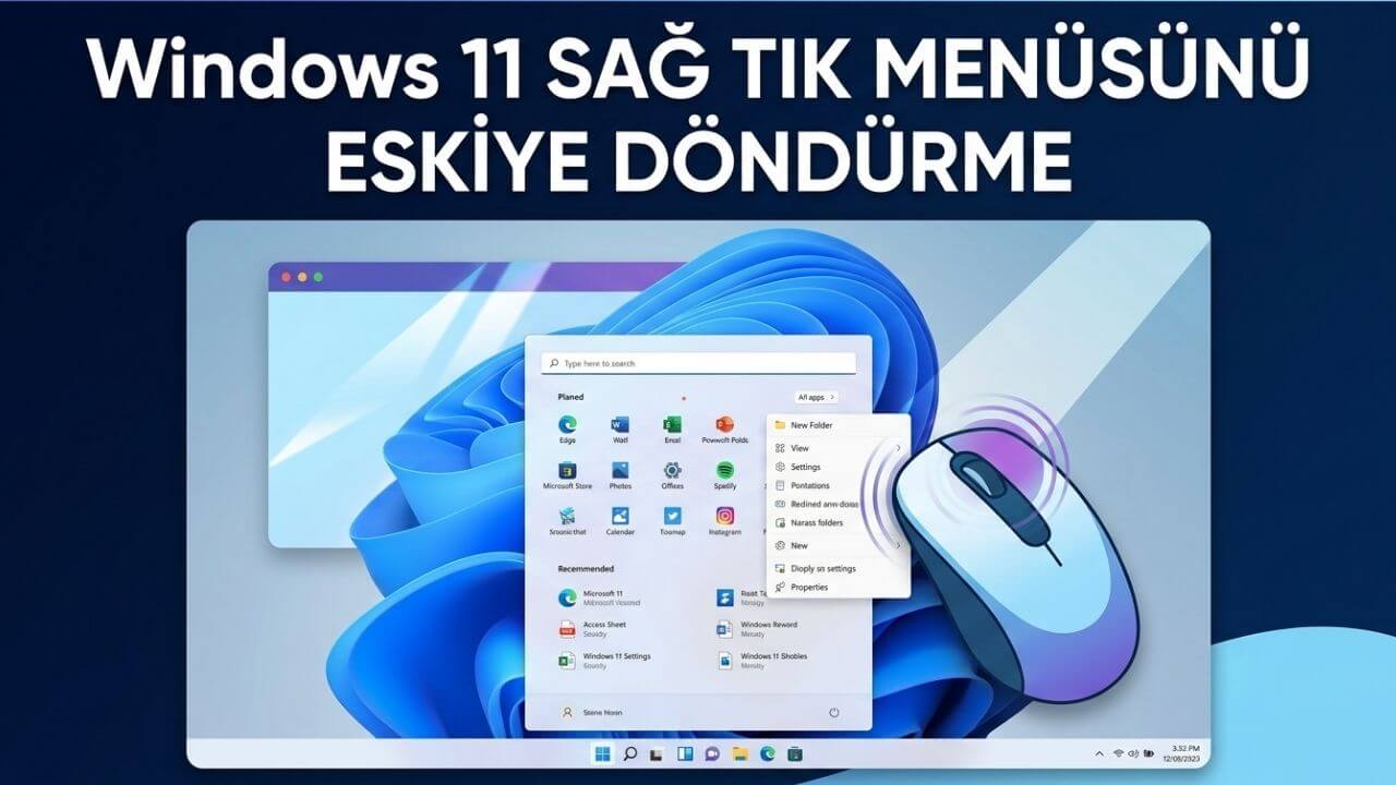 Windows 11 sağ tık değiştirme