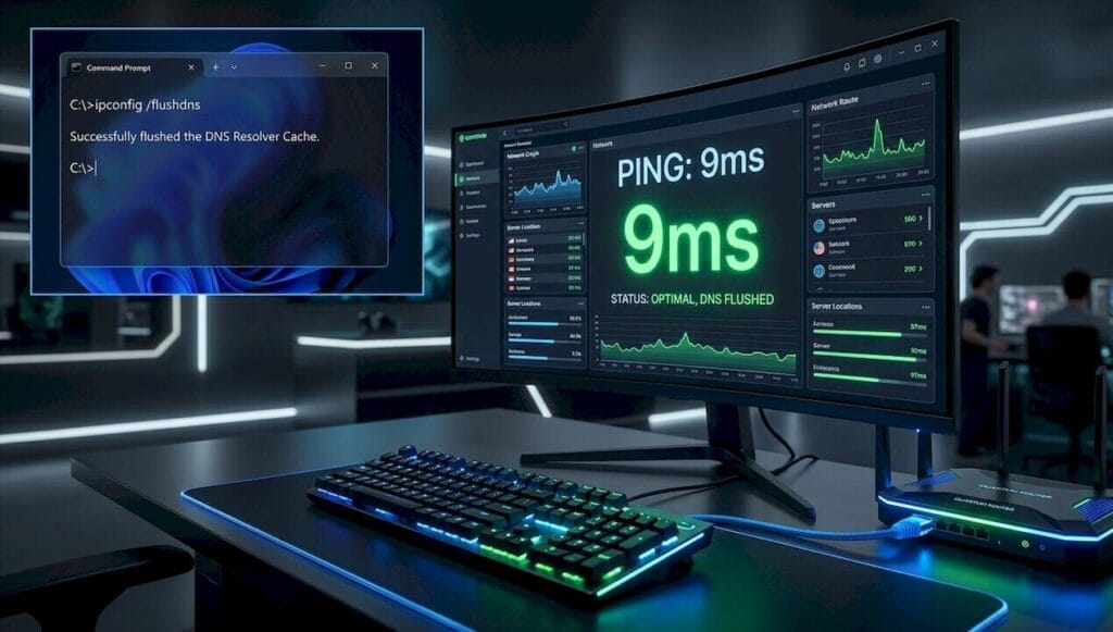 Windows CMD ekranında ipconfig /flushdns komutunun uygulanışını gösteren ekran görüntüsü